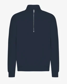 Pull col zippé bio - Bleu marine