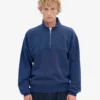 Pull col zippé bio - Bleu marine