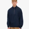 Pull col zippé bio - Bleu marine