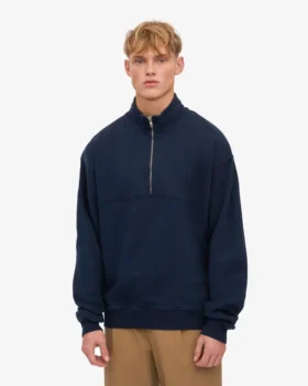 Pull col zippé bio – Bleu marine
