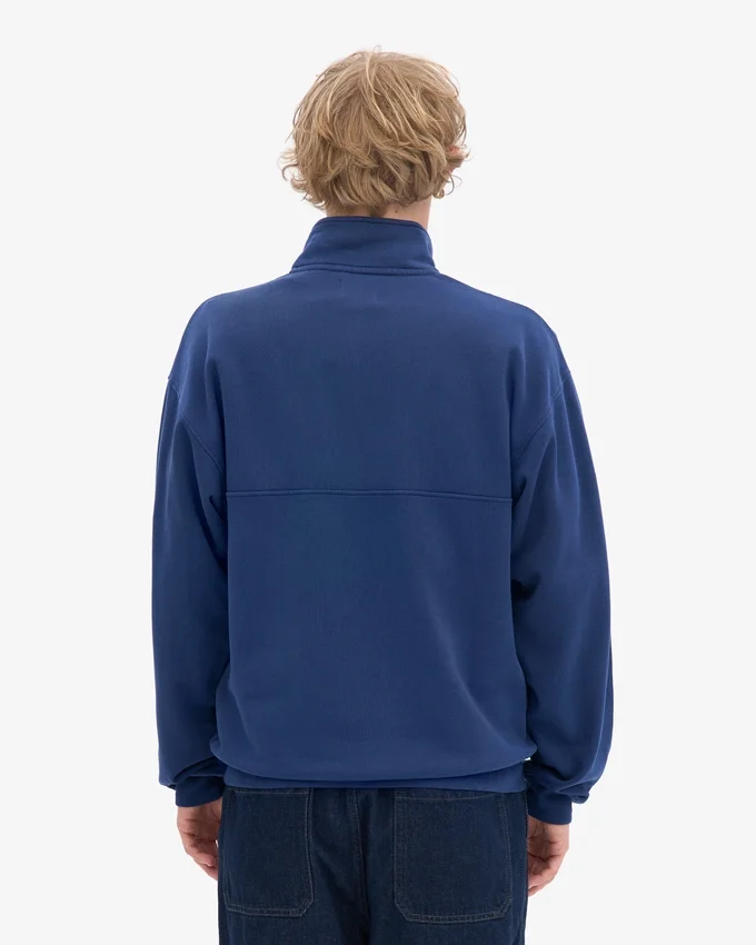 Pull col zippé bio - Bleu marine