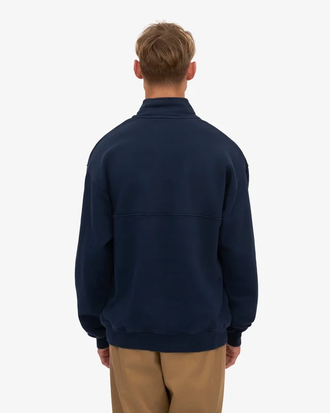 Pull col zippé bio - Bleu marine