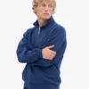 Pull col zippé bio - Bleu marine
