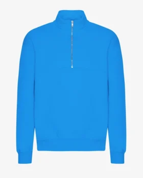 Pull col zippé bio - Bleu Pacifique
