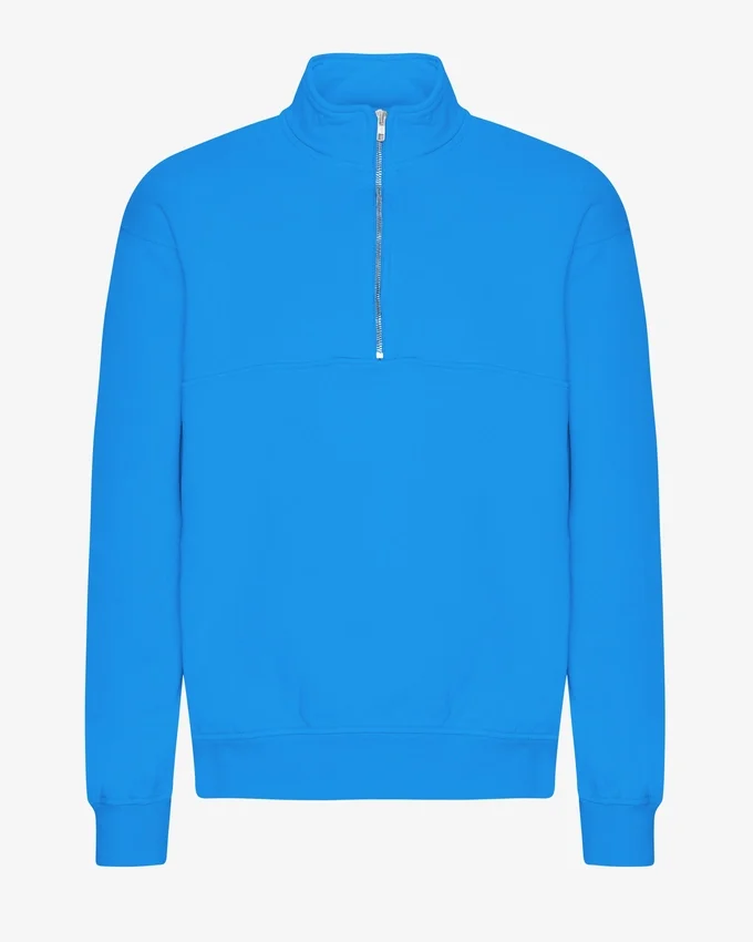 Pull col zippé bio - Bleu Pacifique