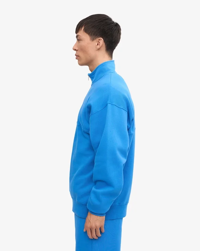 Pull col zippé bio - Bleu Pacifique