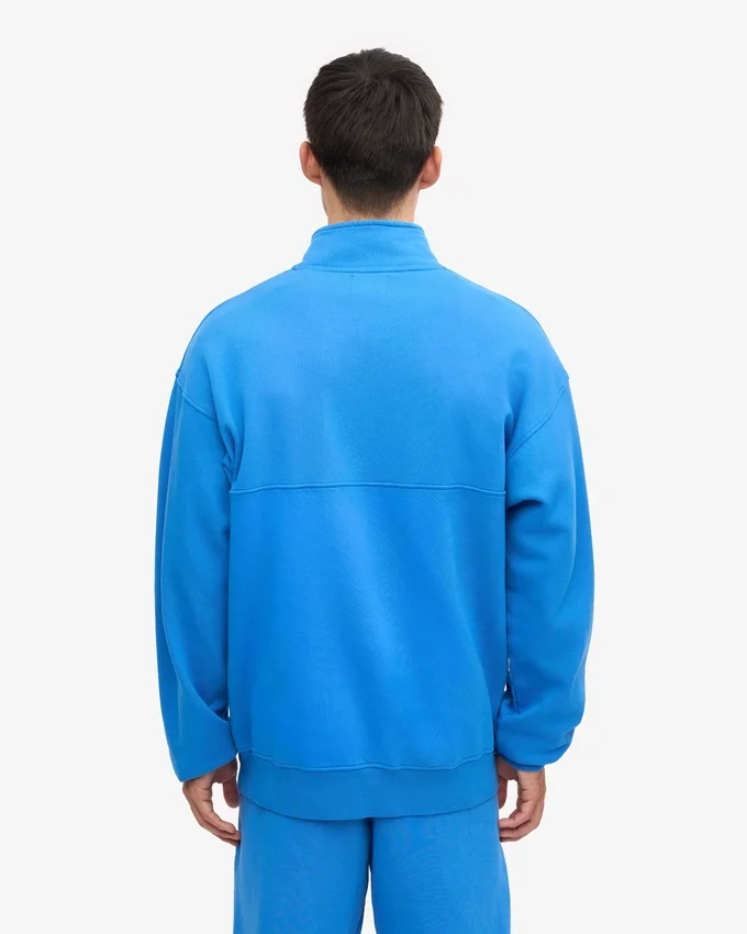 Pull col zippé bio - Bleu Pacifique