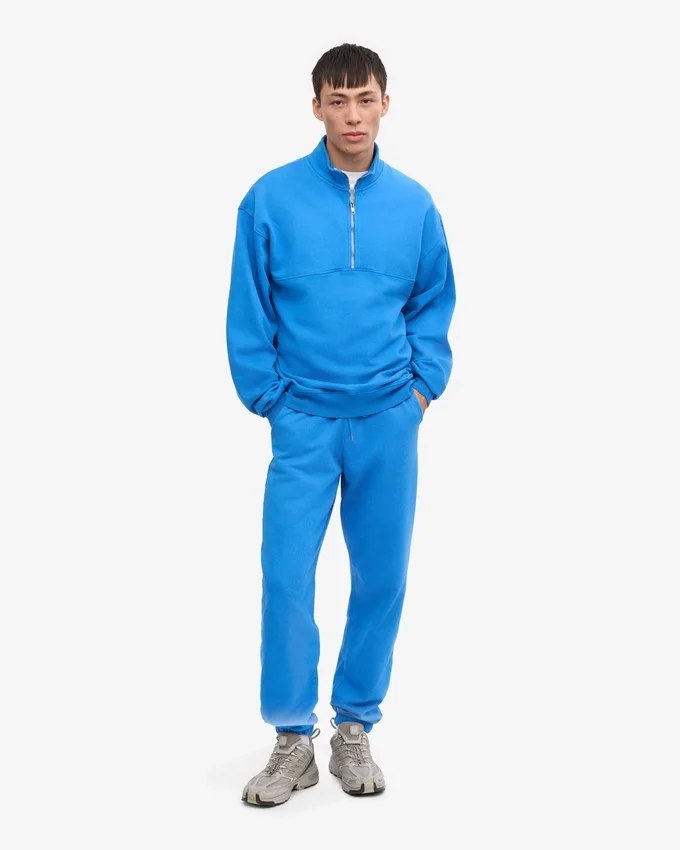 Pull col zippé bio - Bleu Pacifique