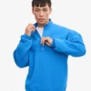 Pull col zippé bio - Bleu Pacifique