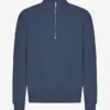 Pull col zippé bio - Bleu pétrole