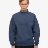 Pull col zippé bio - Bleu pétrole