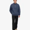 Pull col zippé bio - Bleu pétrole