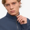 Pull col zippé bio - Bleu pétrole