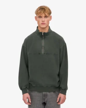 Pull col zippé bio – Forêt de minuit