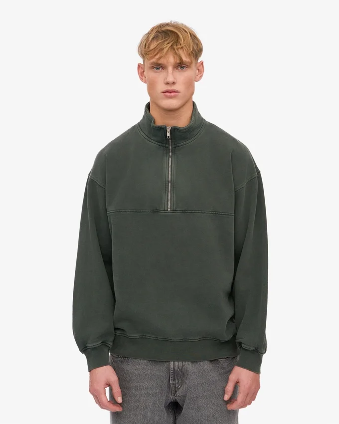 Pull col zippé bio - Forêt de minuit