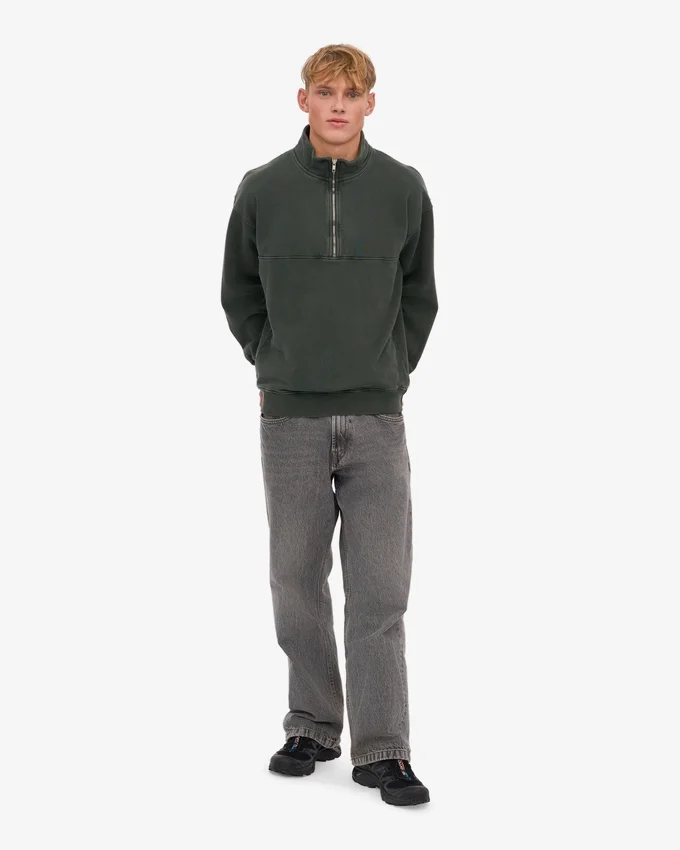 Pull col zippé bio - Forêt de minuit