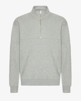 Pull col zippé bio - Gris chiné