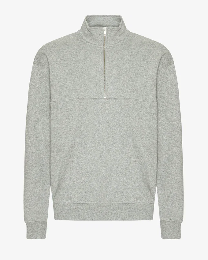 Pull col zippé bio - Gris chiné