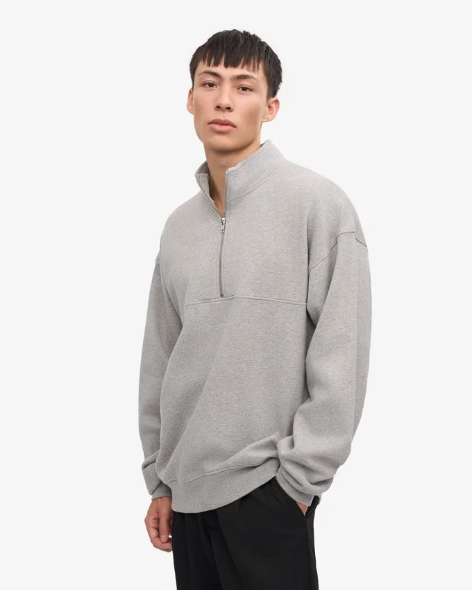Pull col zippé bio - Gris chiné