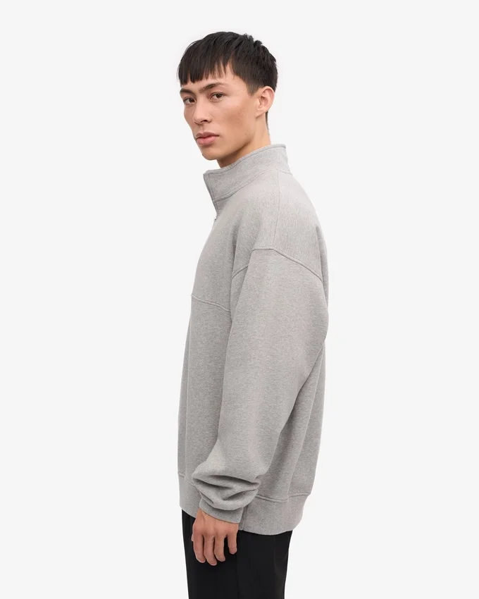 Pull col zippé bio - Gris chiné