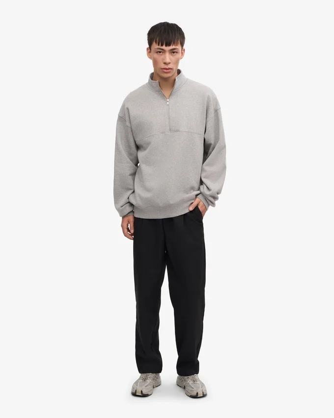Pull col zippé bio - Gris chiné