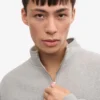 Pull col zippé bio - Gris chiné
