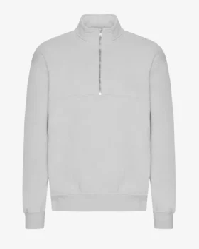 Pull col zippé bio - Gris délavé