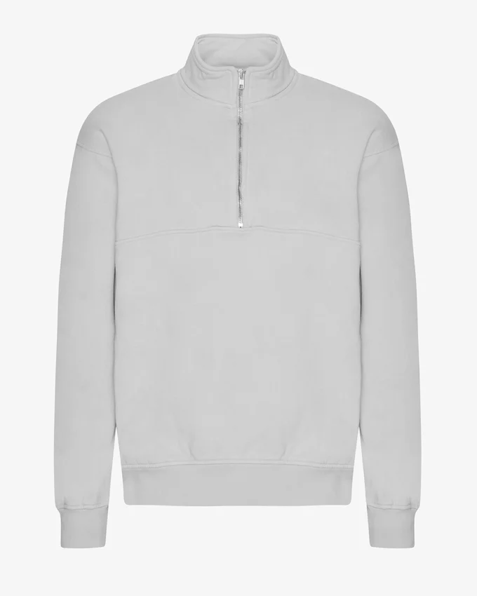 Pull col zippé bio - Gris délavé