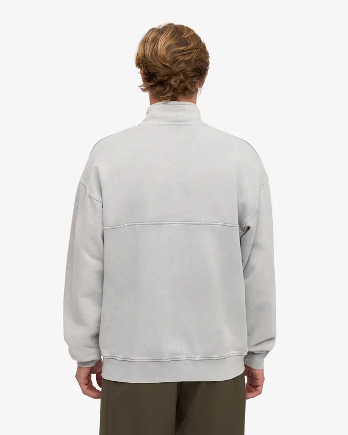Pull col zippé bio - Gris délavé