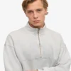 Pull col zippé bio - Gris délavé