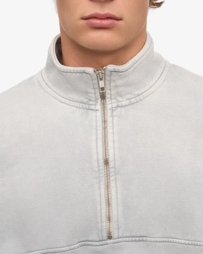 Pull col zippé bio - Gris délavé