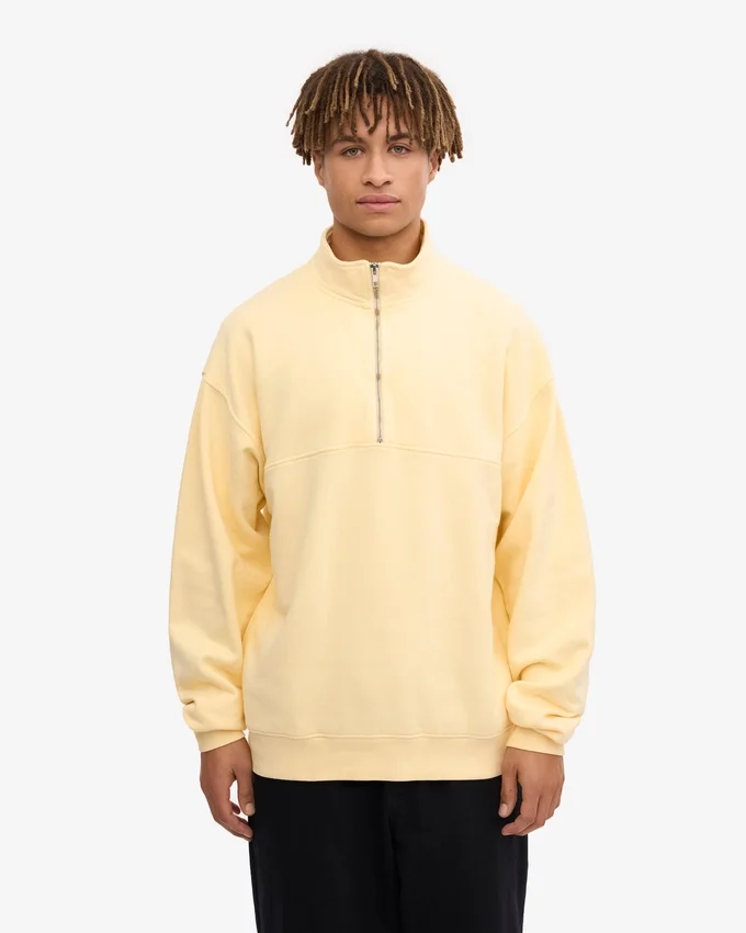 Pull col zippé bio - Jaune pâle