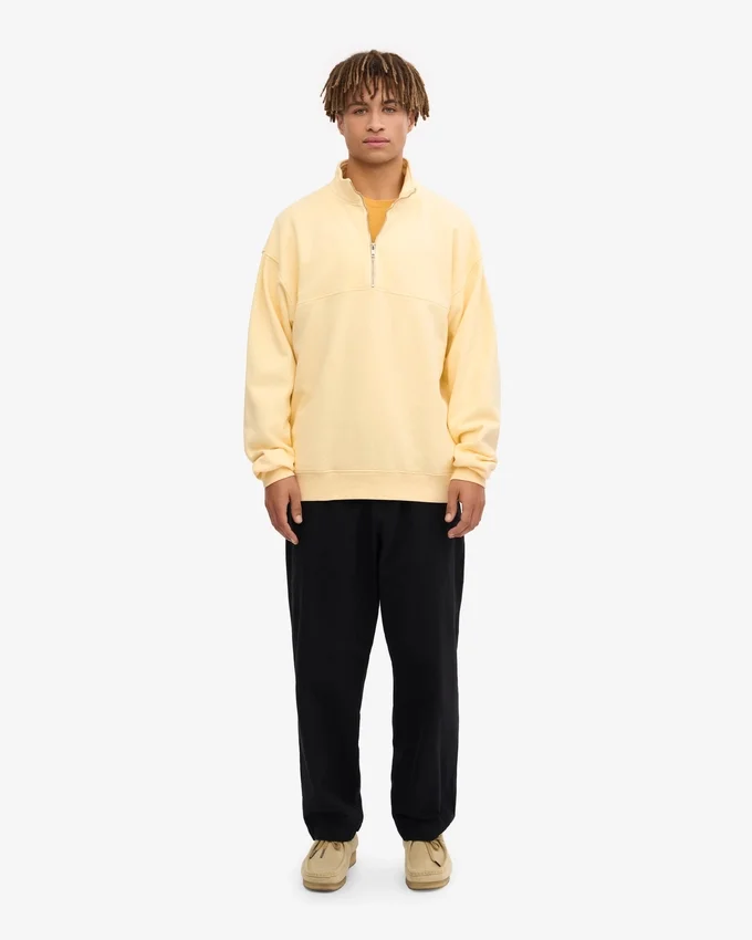 Pull col zippé bio - Jaune pâle