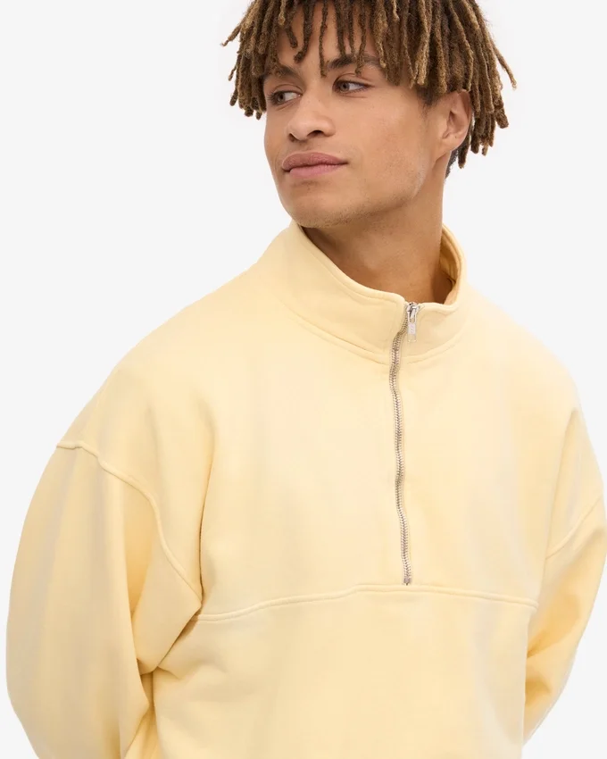 Pull col zippé bio - Jaune pâle