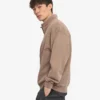 Pull col zippé bio - Kaki délavé