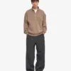 Pull col zippé bio - Kaki délavé