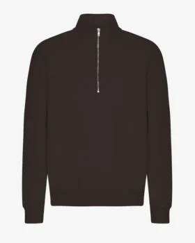 Pull col zippé bio - Marron café