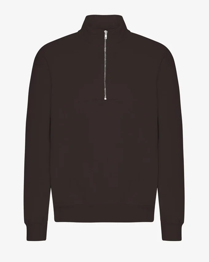 Pull col zippé bio - Marron café