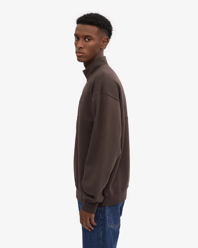 Pull col zippé bio - Marron café