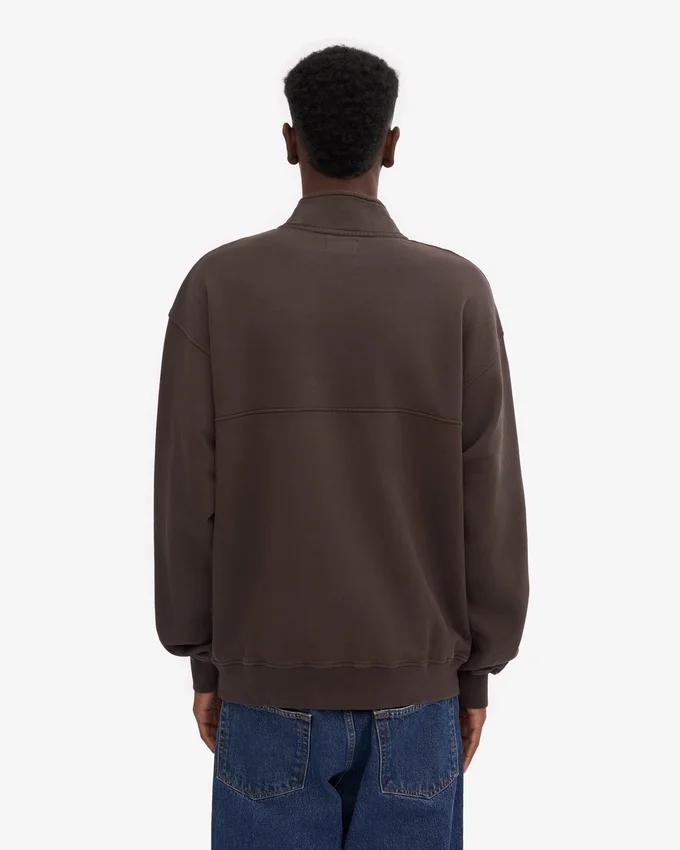 Pull col zippé bio - Marron café