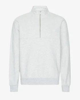 Pull col zippé bio - Mélange neige