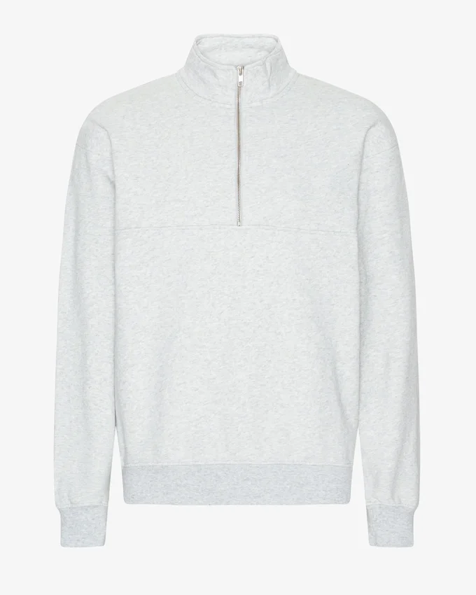 Pull col zippé bio - Mélange neige