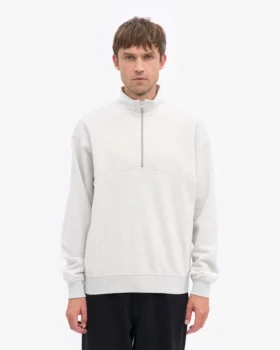 Pull col zippé bio – Mélange neige