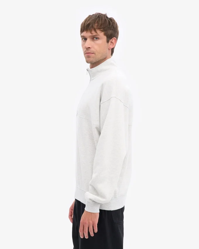 Pull col zippé bio - Mélange neige