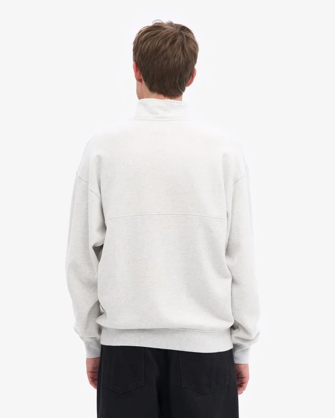 Pull col zippé bio - Mélange neige