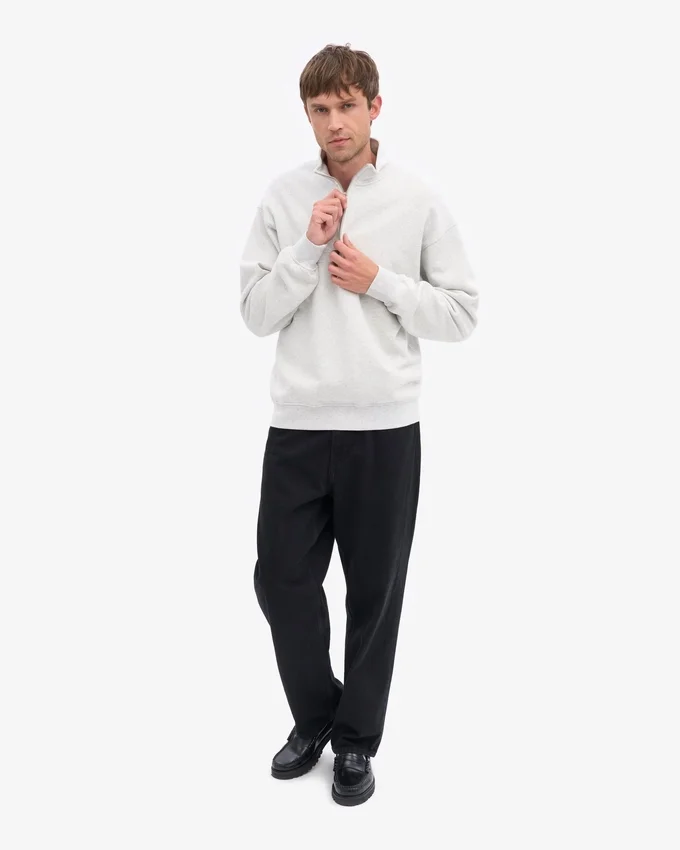 Pull col zippé bio - Mélange neige