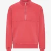 Pull col zippé bio à quart de zip - Rouge délavé