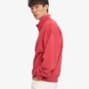 Pull col zippé bio à quart de zip - Rouge délavé