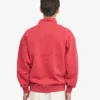 Pull col zippé bio à quart de zip - Rouge délavé