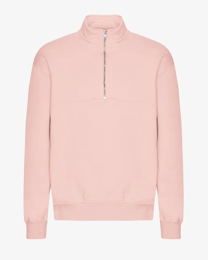 Pull col zippé bio - Rose délavé